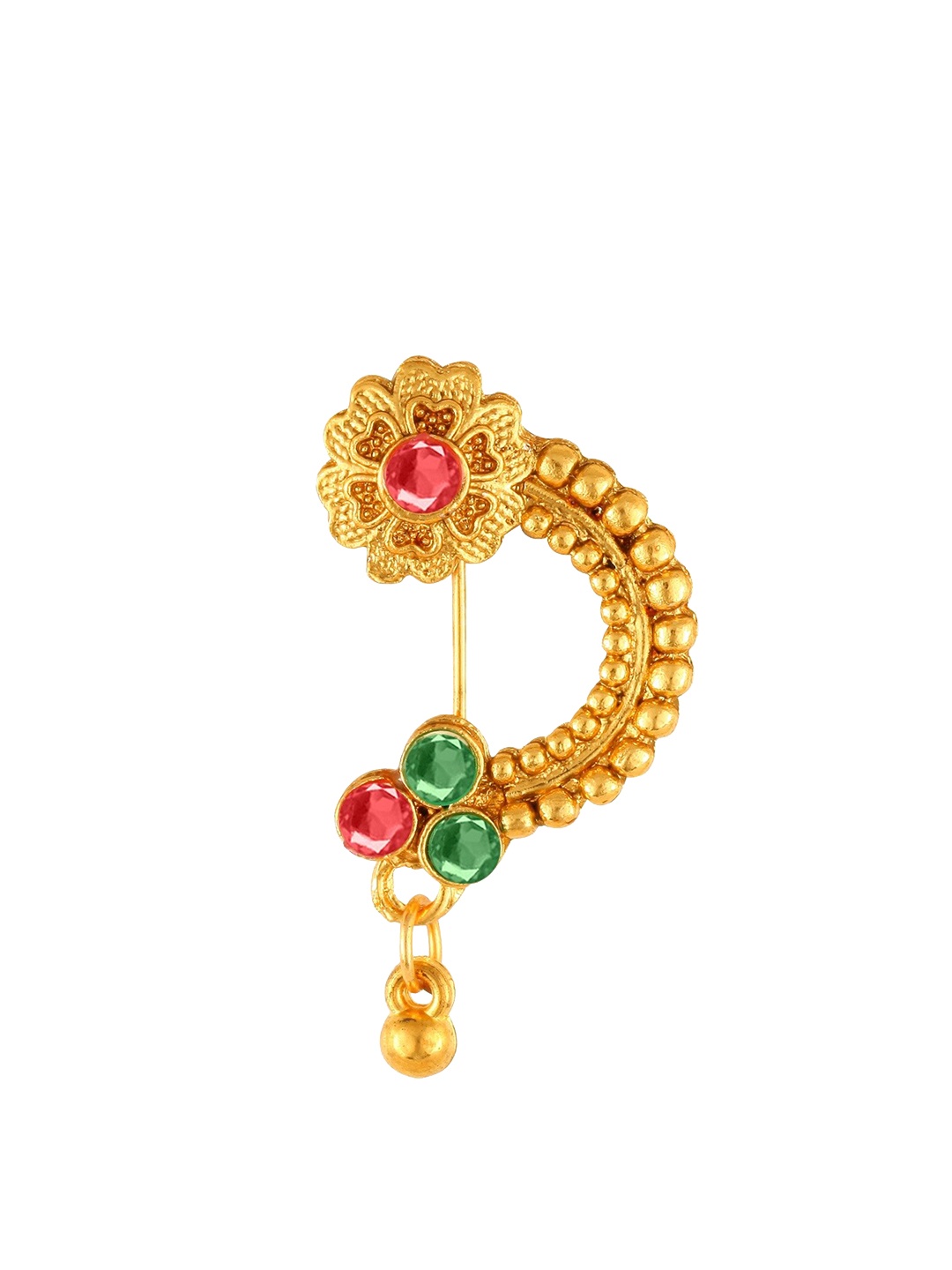 

Vighnaharta Gold-Plated Stone-Studded Nosepin