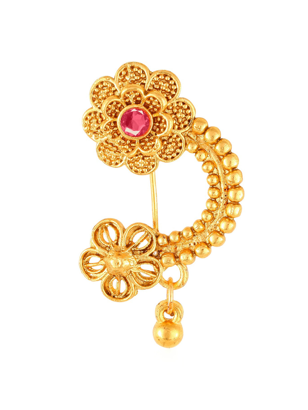 

Vighnaharta Gold-Plated CZ-Studded Nosepin