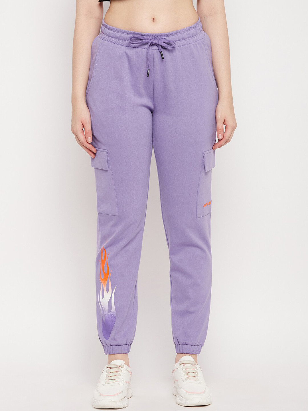 

MADAME M SECRET Women Cotton Cargo Joggers, Purple