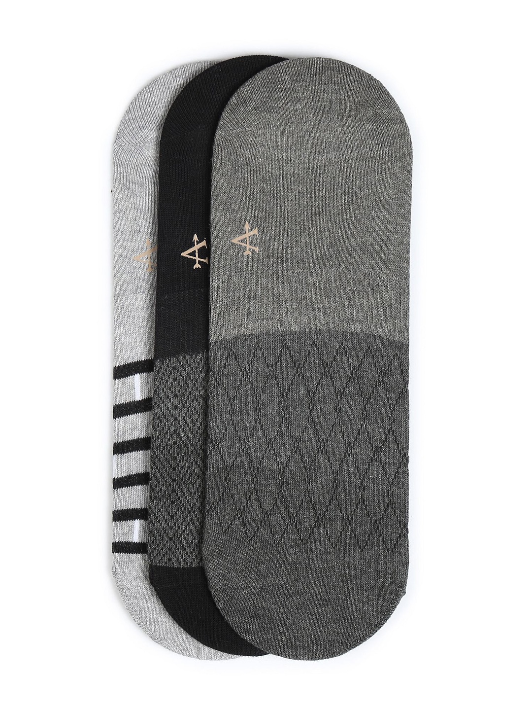 

Arrow Men Pack Of 3 Patterned Pure Cotton Breathable Ankle Length Socks, Grey