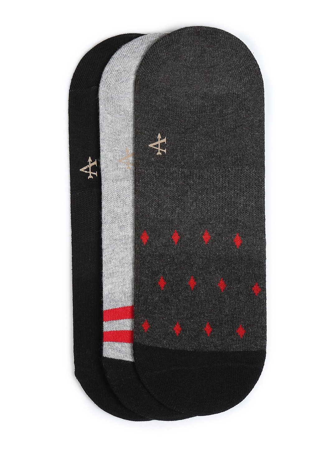 

Arrow Men Pack Of 3 Colorblocked Air Vents Shoe Liners Socks, Black