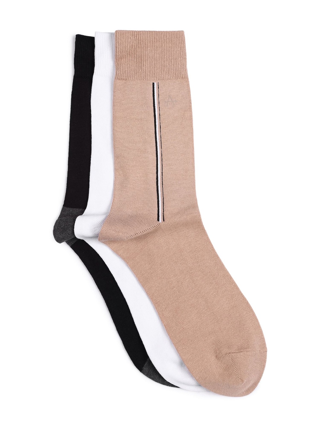 

Arrow Men Pack Of 3 Striped Extra Grip Calf-Length Socks, Beige