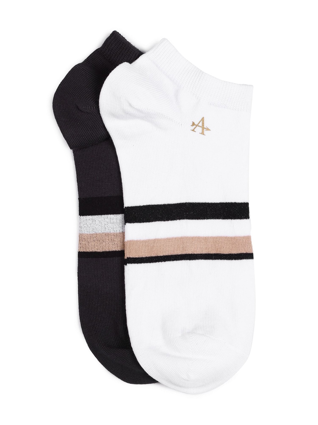 

Arrow Men Pack Of 2 Striped Breathable Ankle Length Socks, White