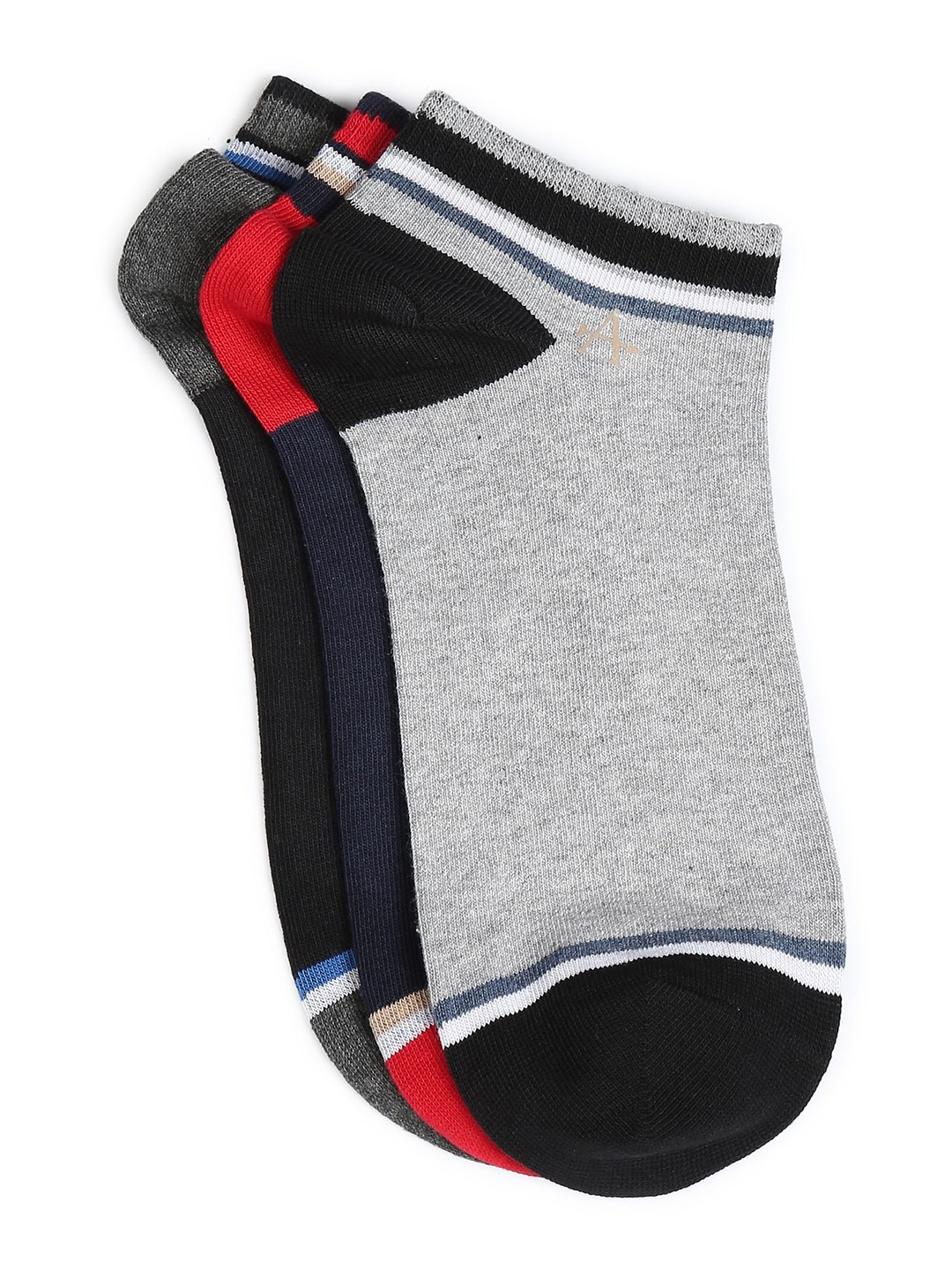 

Arrow Men Pack Of 3 Colorblocked Pure Cotton Ankle-Length Socks, Black