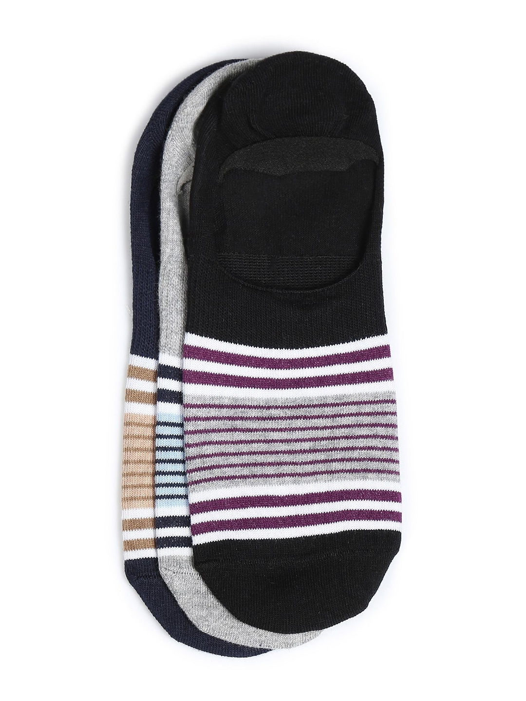 

Arrow Men Pack Of 3 Striped Pure Cotton Shoe Liners, Black
