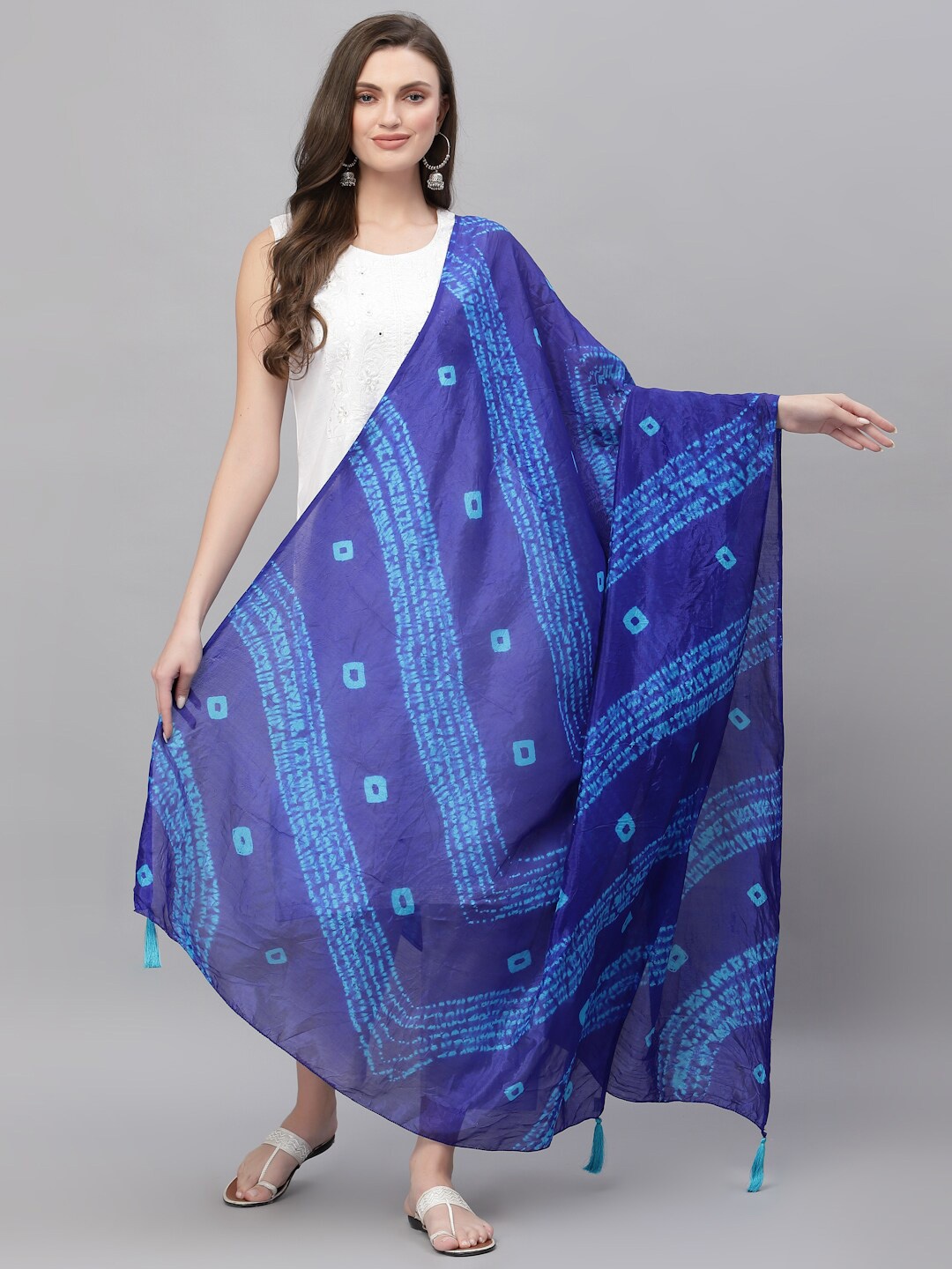 

Ragavi Bandhani Printed Dupatta, Blue