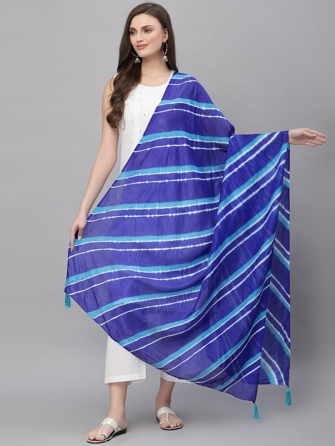 

Ragavi Printed Leheriya Dupatta, Blue