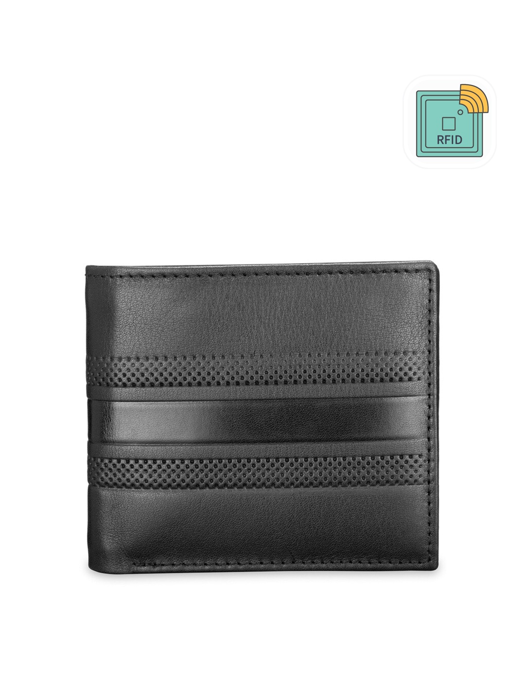 

Teakwood Leathers Men Textured Leather Two Fold Wallet, Black