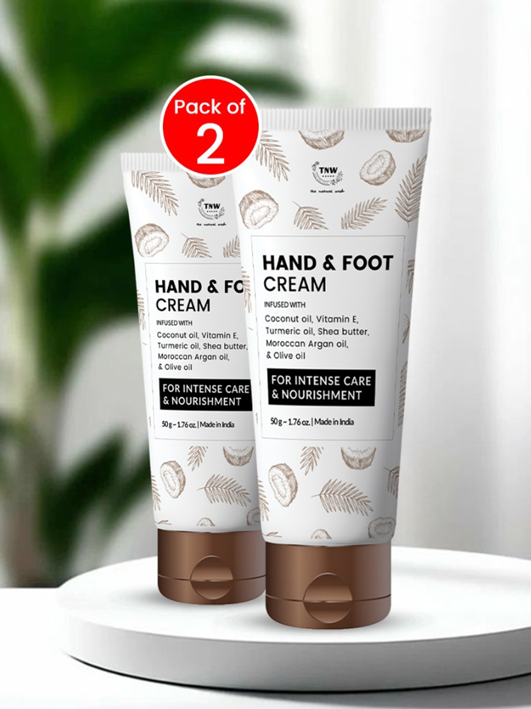 

TNW the natural wash Set Of 2 Hand & Foot Cream For Intense Care & Nourishment - 50g Each, Off white