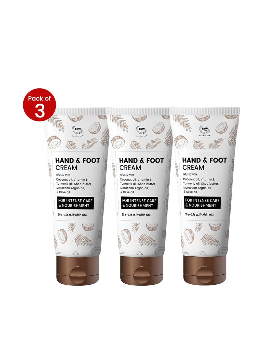 

TNW the natural wash Set Of 3 Hand & Foot Cream For Intense Care & Nourishment - 50g Each, White