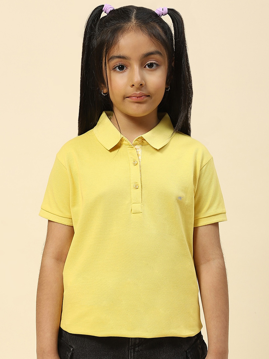 

Monte Carlo Girls Polo Collar Pure Cotton T-Shirt, Yellow