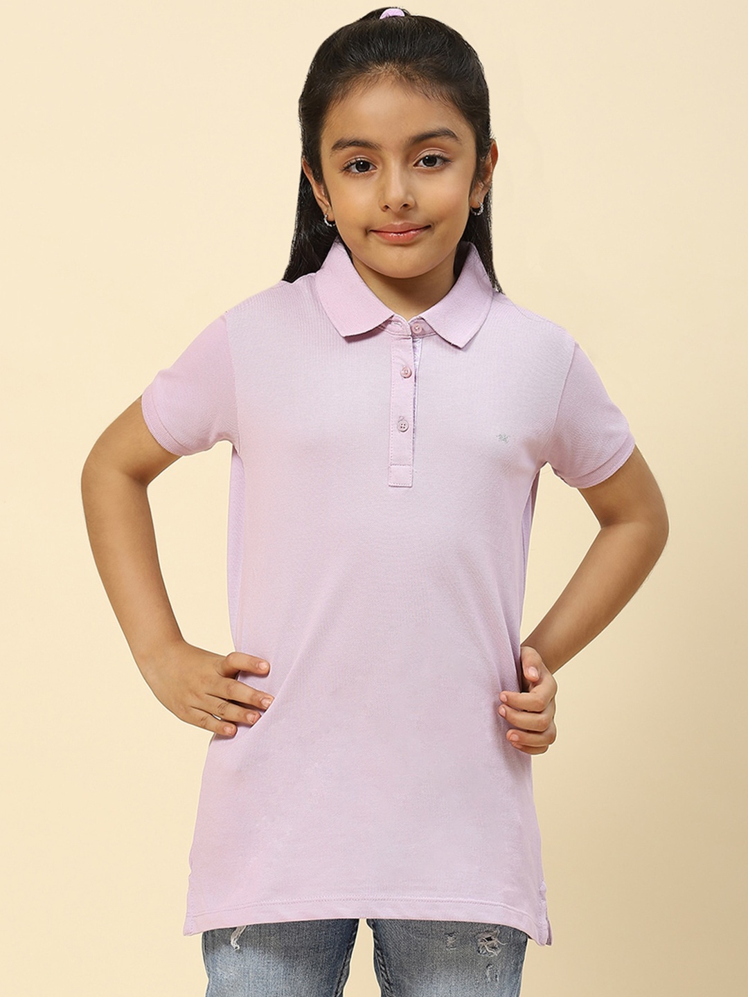 

Monte Carlo Girls Polo Collar Pure Cotton T-shirt, Purple