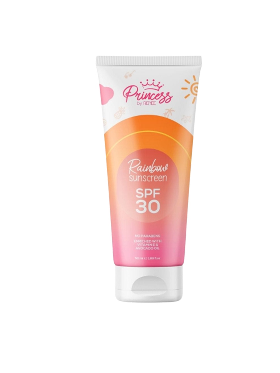 

Renee Princess SPF 30 Rainbow Sunscreen with Vitamin E & Avocado Oil - 50ml, Orange