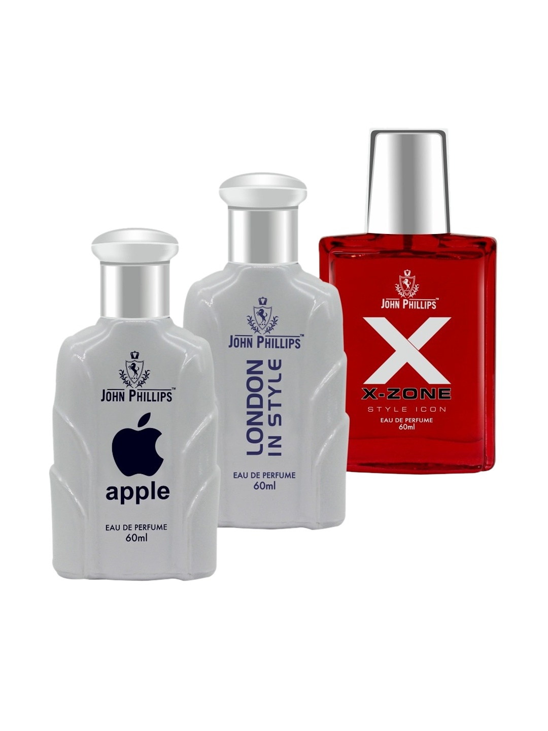 

JOHN PHILLIPS Set of Apple, London In Style & XX-Zone Style Icon Eau De Parfum - 60ml Each, Grey