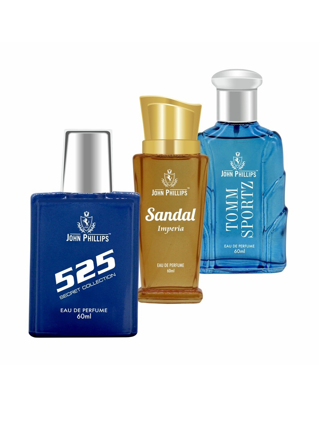 

JOHN PHILLIPS 525 & SANDAL & TOMM SPORTZ |Set Of 3 Long Lasting French Unisex Perfume, Na