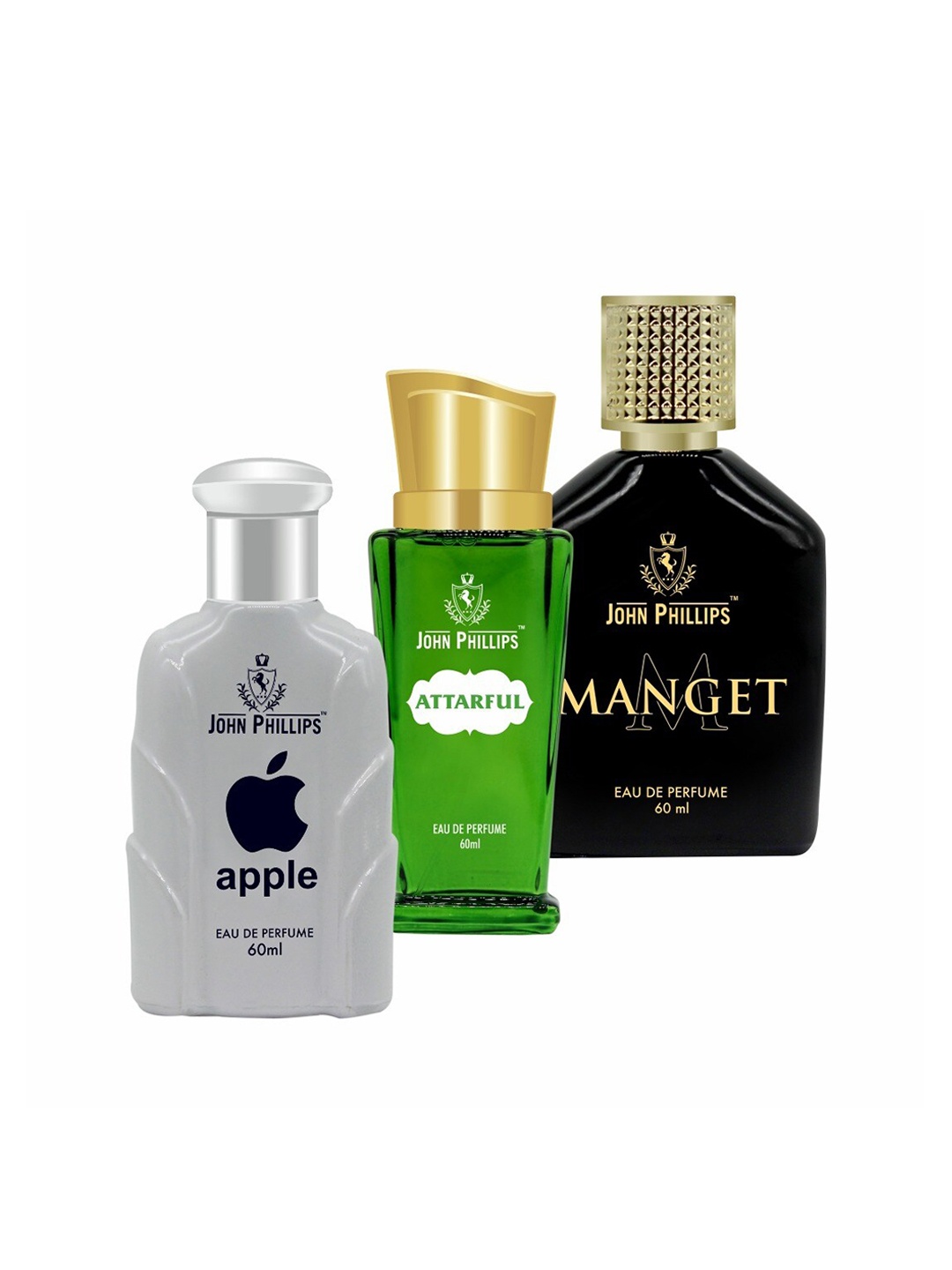 

JOHN PHILLIPS Set of Apple, Attarful & Manget Eau De Parfum - 60 ml Each, Grey