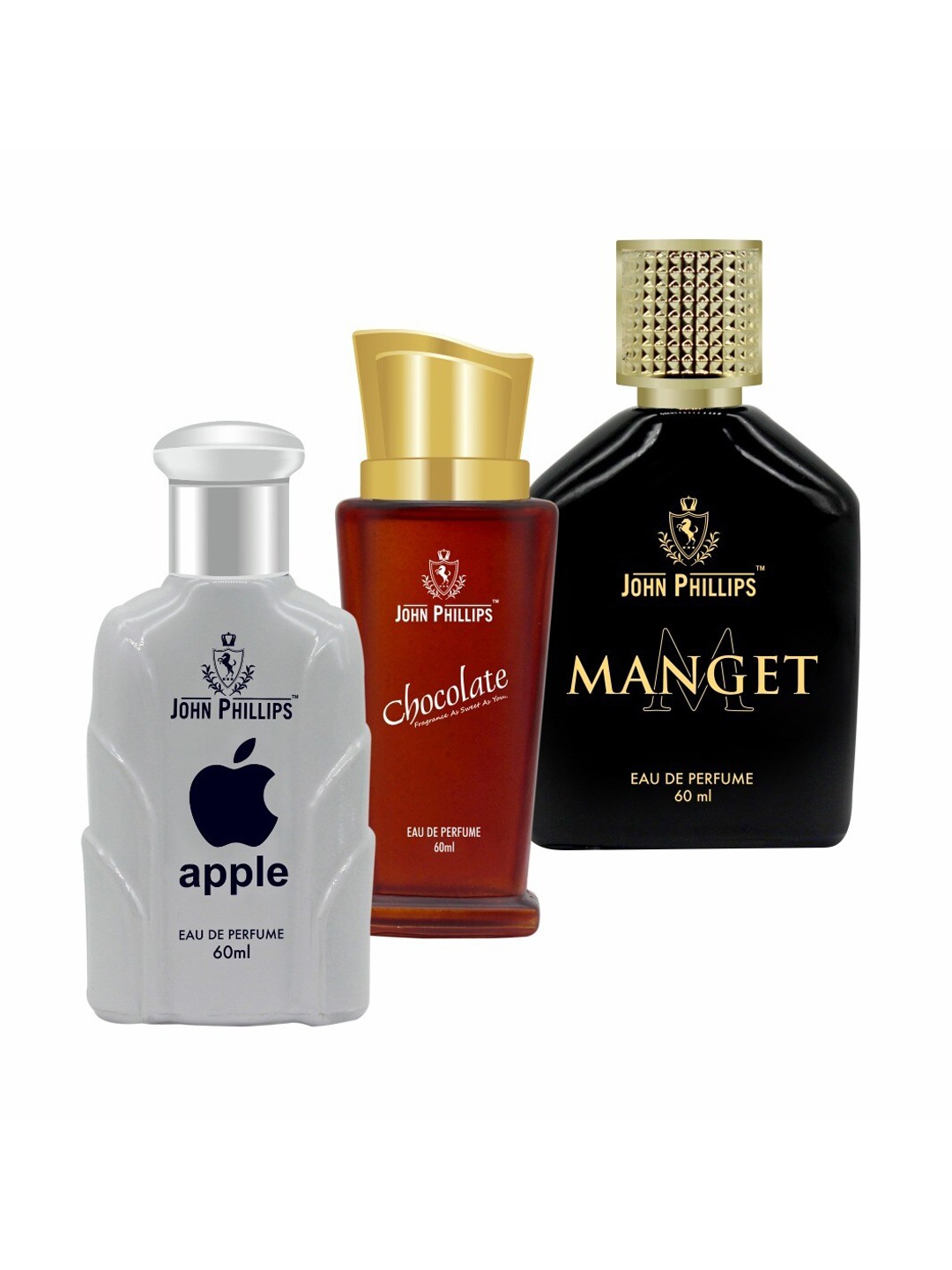 

JOHN PHILLIPS Set of Apple, Chocolate, Manget Eau De Parfum - 60 ml Each, Grey