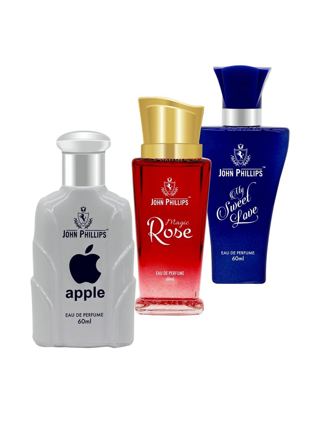 

JOHN PHILLIPS Set of Apple, Magic Rose, My Sweet Love Eau De Parfum - 60 ml Each, Blue