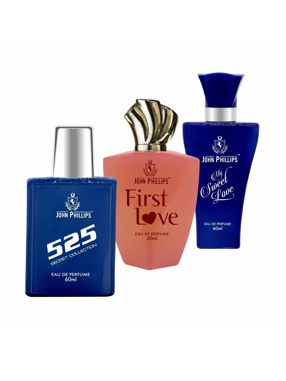 

JOHN PHILLIPS Set of 3 Eau De Parfum 60 ml each - 525 + First Love + My Sweet Love, Blue