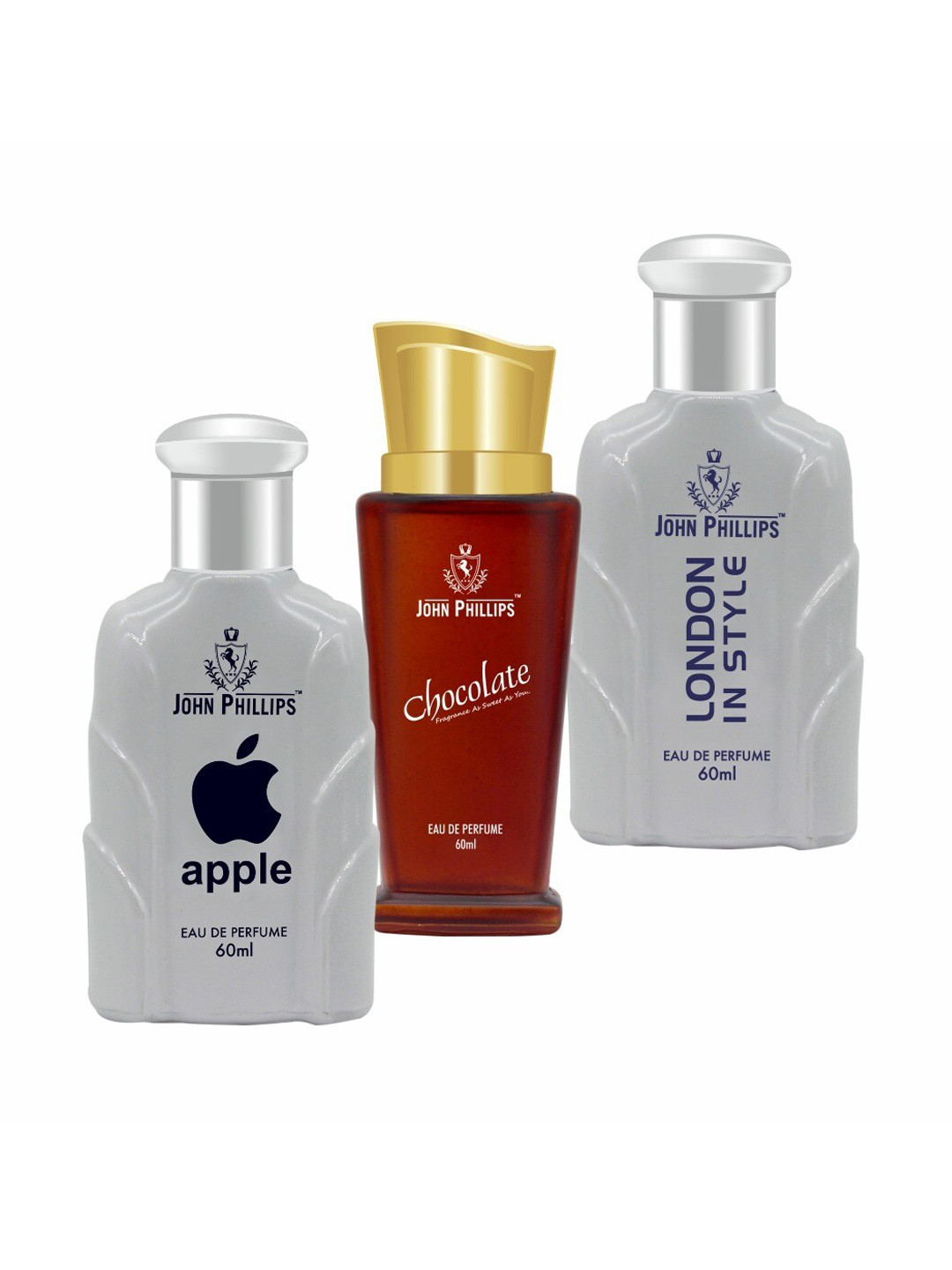 

JOHN PHILLIPS Set of Apple, Chocolate & London In Style Eau De Parfum - 60 ml Each, Grey