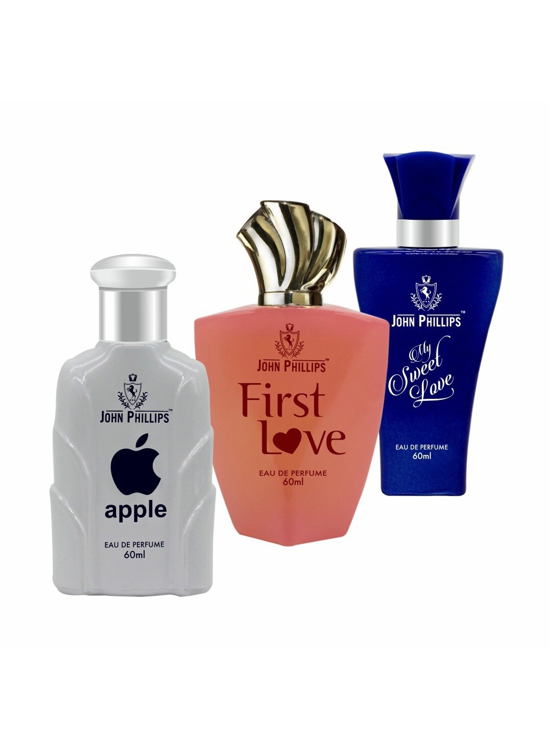 

JOHN PHILLIPS Set of Apple, First Love & My Sweet Love Eau De Parfum - 60 ml Each, Grey