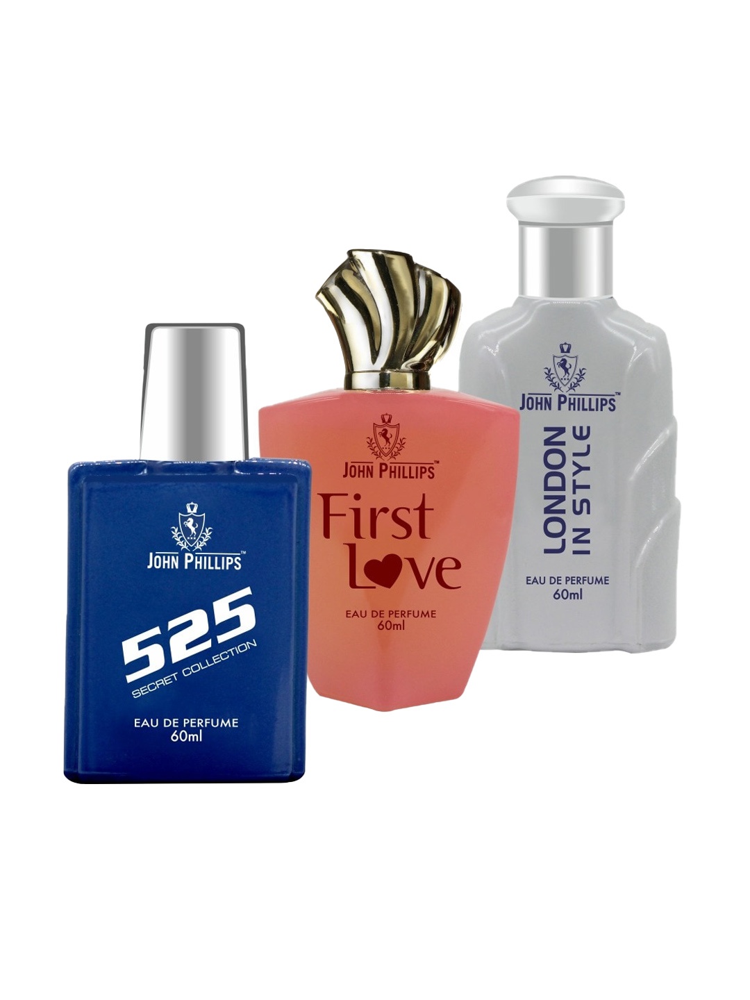 

JOHN PHILLIPS 525 & FIRST LOVE & LONDON IN STYLE, Set Of 3 French Unisex Perfume, Na