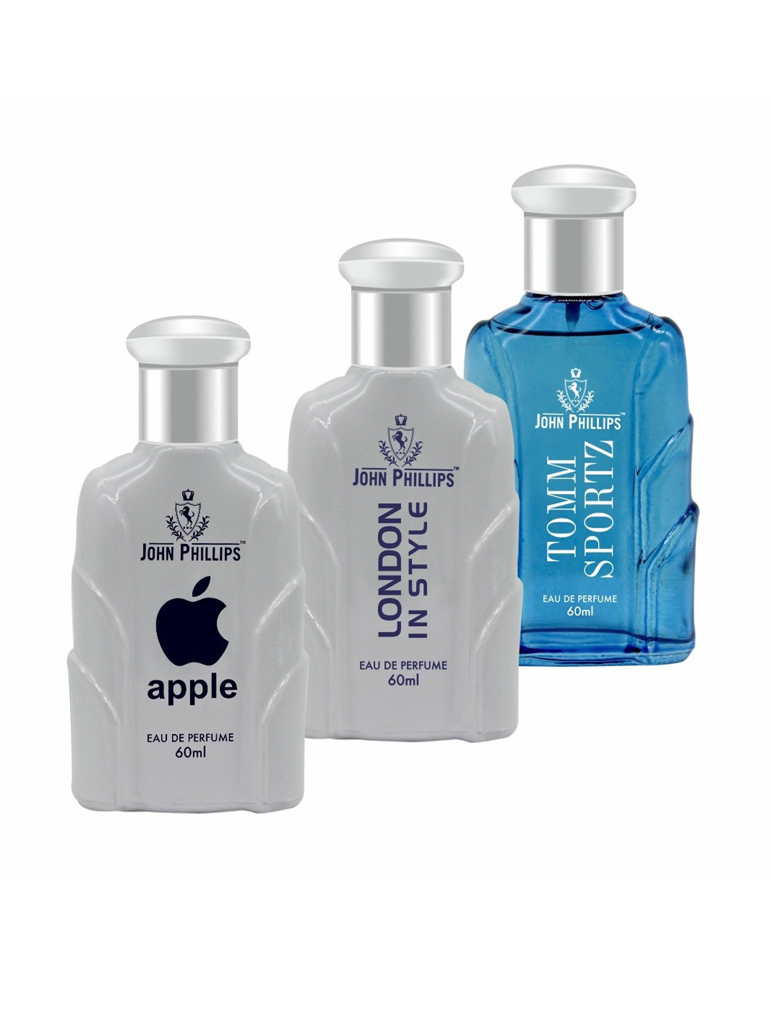 

JOHN PHILLIPS Set of 3 Eau De Parfum 60ml each - Apple + London In Style + Tomm Sportz, Grey