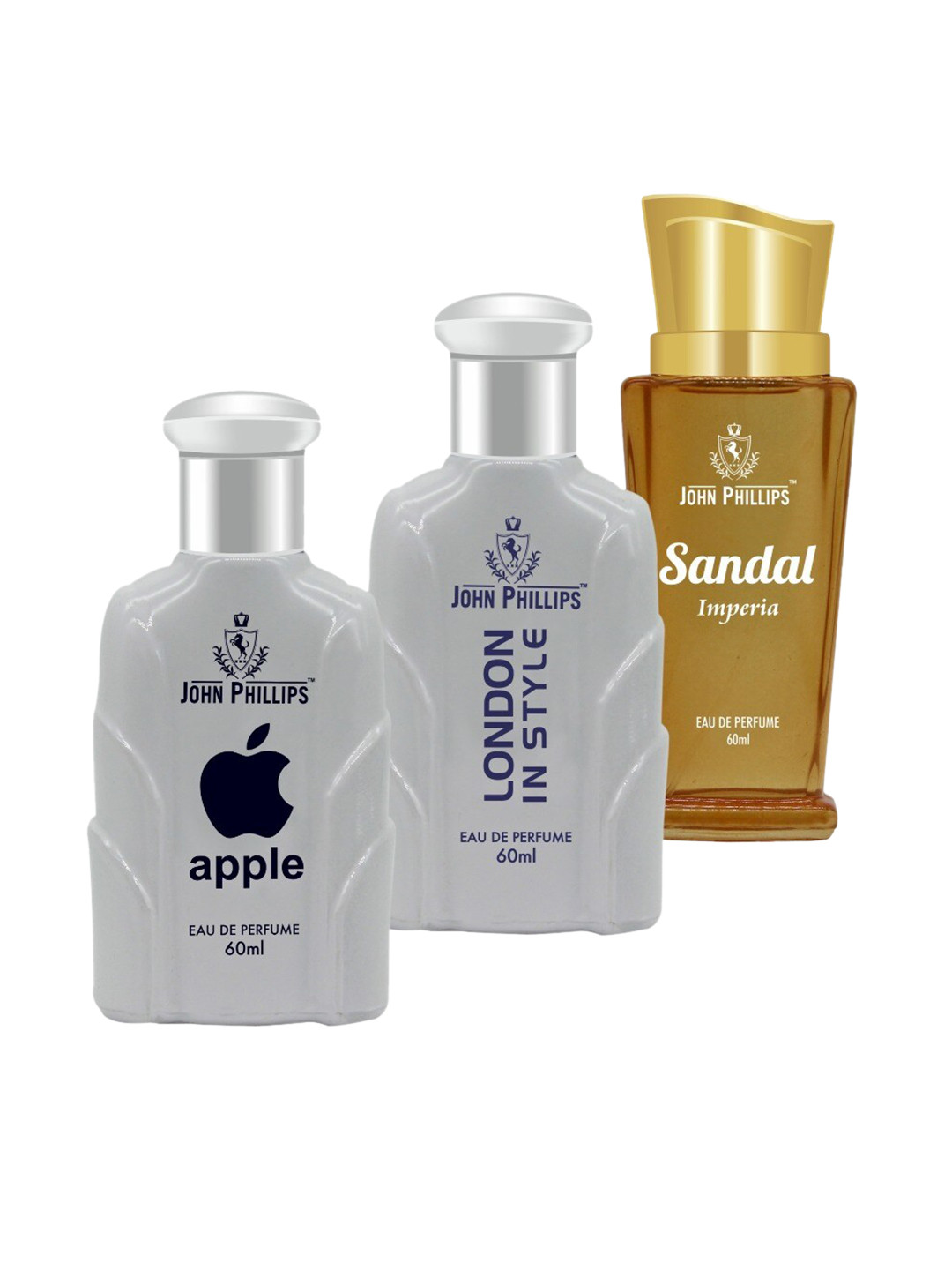 

JOHN PHILLIPS Set Of 3 Eau De Perfumes 60ml Each - Apple+London In Style+Sandal, Grey