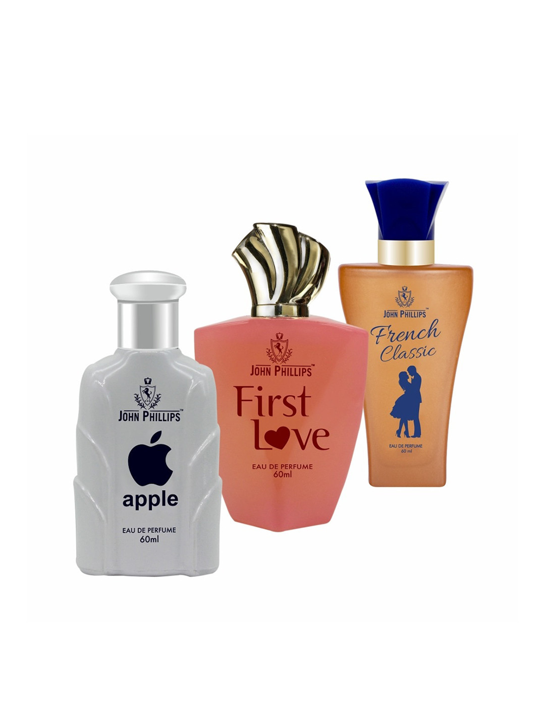

JOHN PHILLIPS Set Of 3 Eau De Perfumes 60ml Each - Apple+First Love+French Classic, Grey