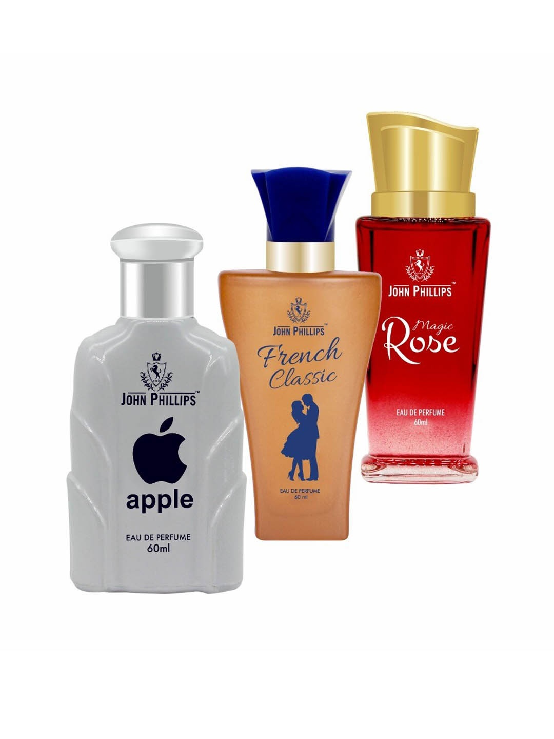 

JOHN PHILLIPS Set Of 3 Eau De Perfumes 60ml Each - Apple+French Classic+Magic Rose, Grey