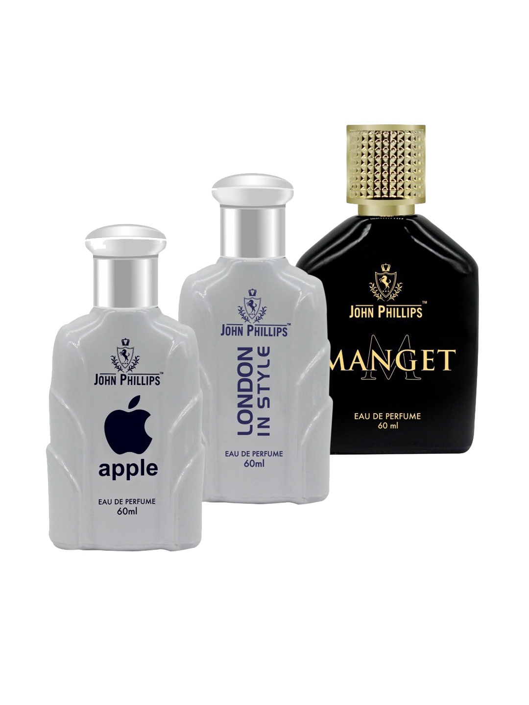 

JOHN PHILLIPS Set Of 3 Eau De Perfumes 60ml Each - Apple+London In Style+Manget, Grey