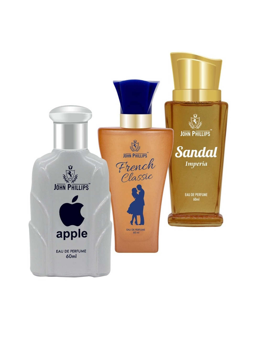 

JOHN PHILLIPS Set Of 3 Eau De Perfumes 60ml Each - Apple+French Classic+Sandal, Grey