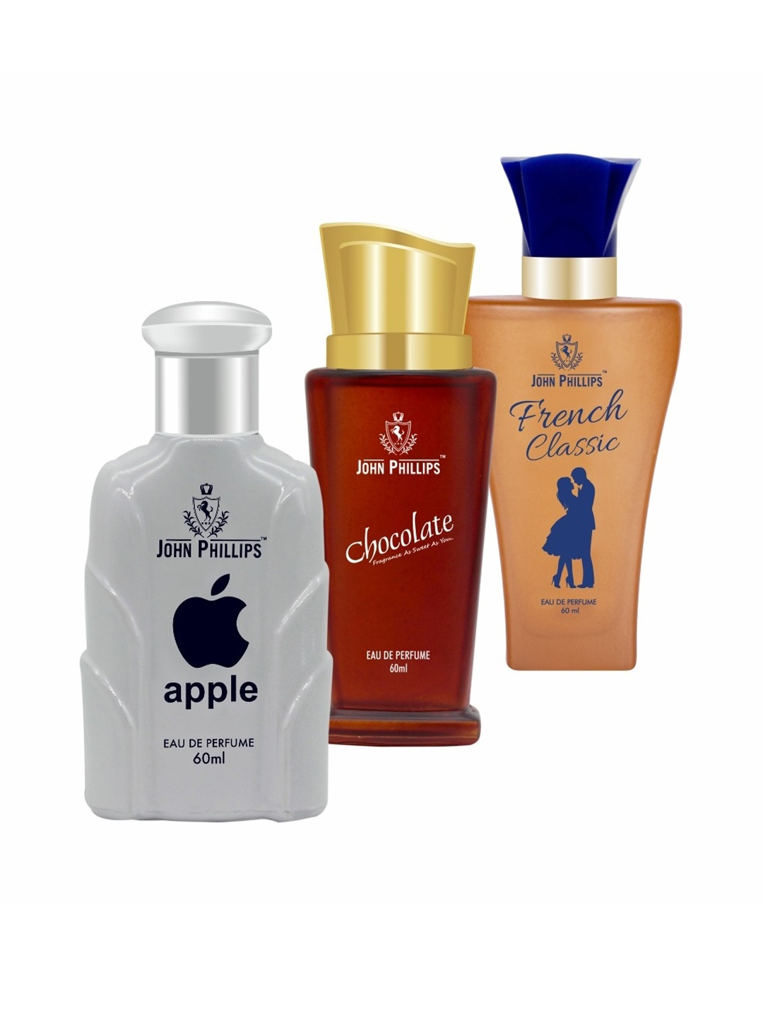 

JOHN PHILLIPS Set Of 3 Eau De Perfumes 60ml Each - Apple+French Classic+Chocolate, Grey