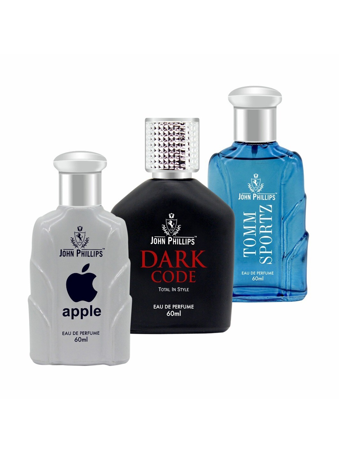 

JOHN PHILLIPS Set Of 3 Eau De Perfumes 60ml Each - Apple+Dark Code+Tomm Sportz, Blue