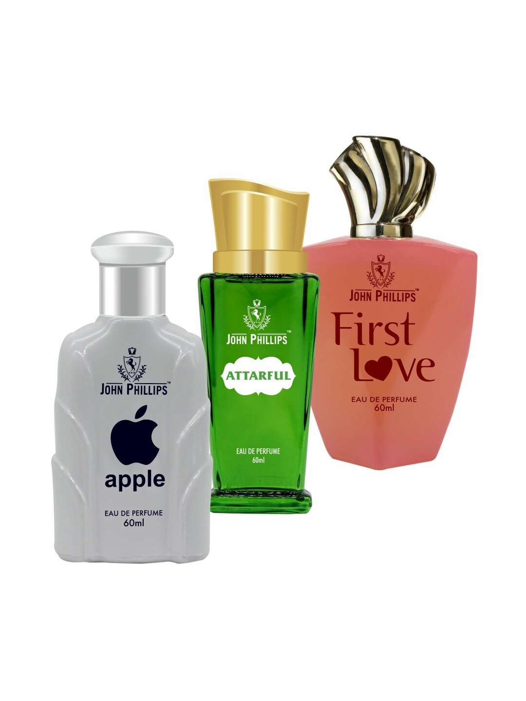 

JOHN PHILLIPS Set of 3 Eau De Parfum 60ml each - Apple + Attarful + First Love, Green