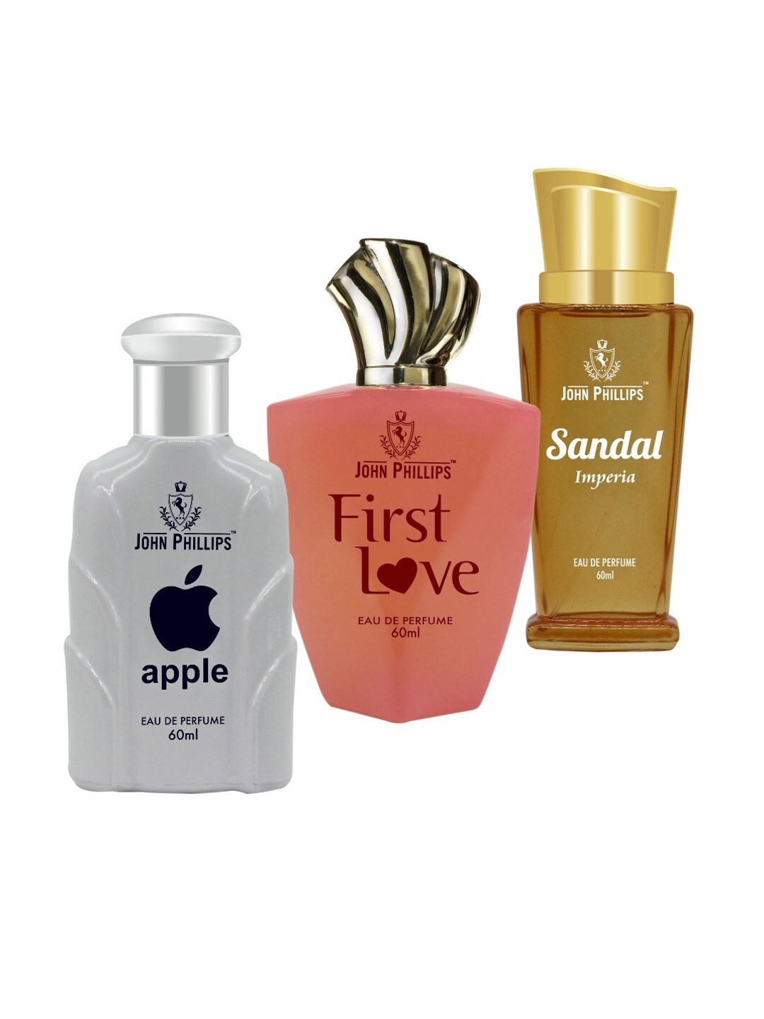

JOHN PHILLIPS Set of 3 Eau De Parfum 60ml each - Apple + First Love + Sandal, Grey