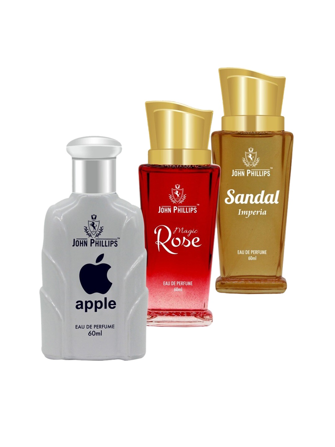 

JOHN PHILLIPS Set of 3 Eau De Parfum 60ml each - Apple + Magic Rose + Sandal, Red