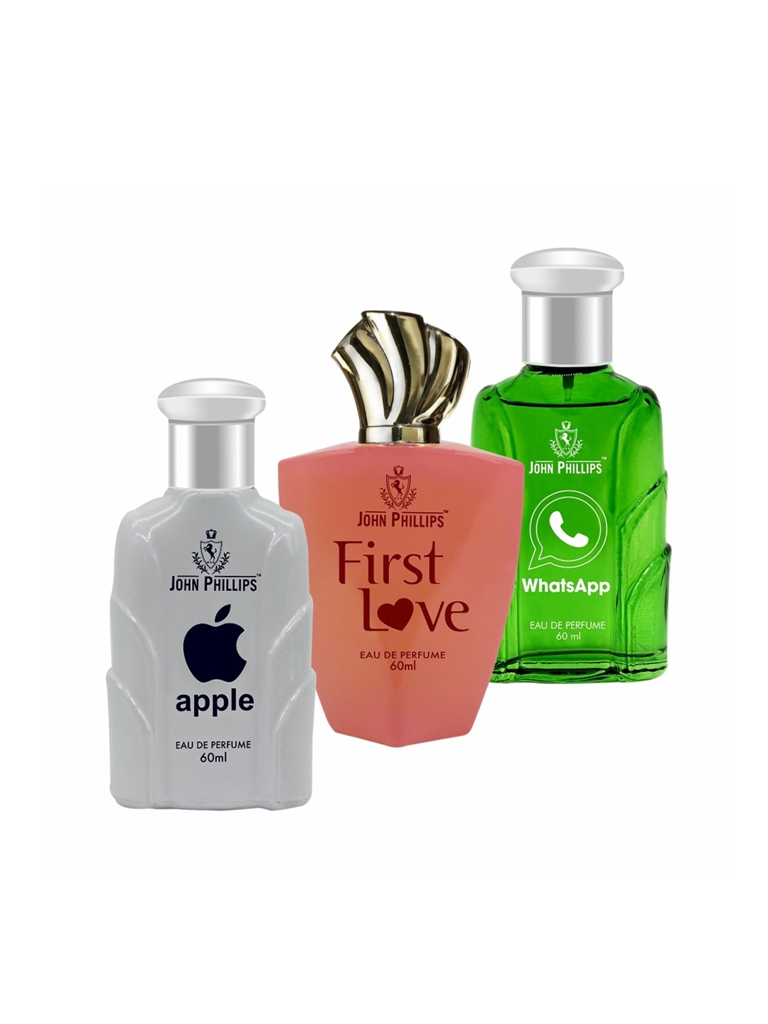 

JOHN PHILLIPS Set of 3 Eau De Parfum 60ml each - Apple + First Love + Whatsapp, Peach