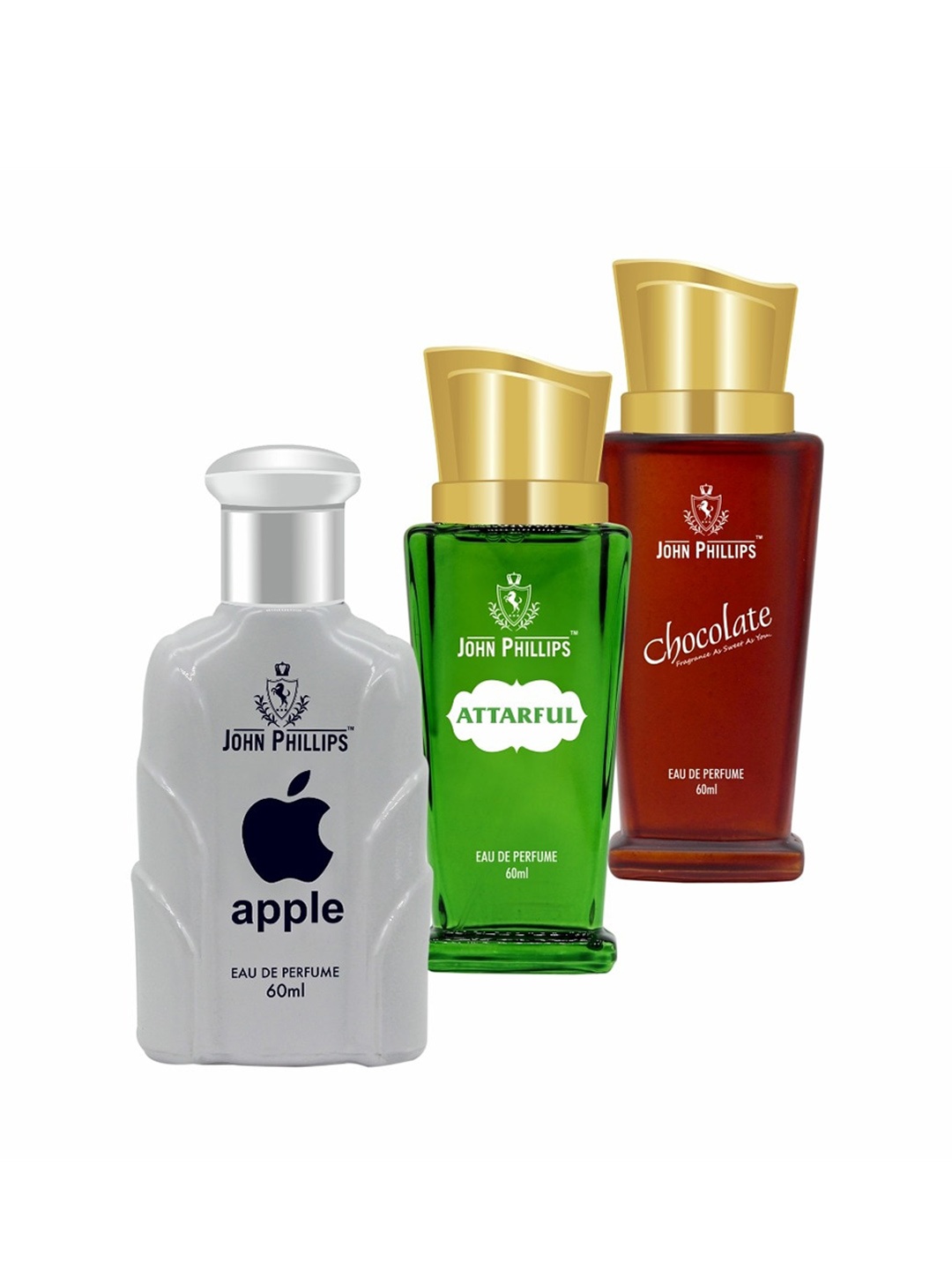 

JOHN PHILLIPS Set of 3 Eau De Parfum 60ml each - Apple + Attarful + Chocolate, White