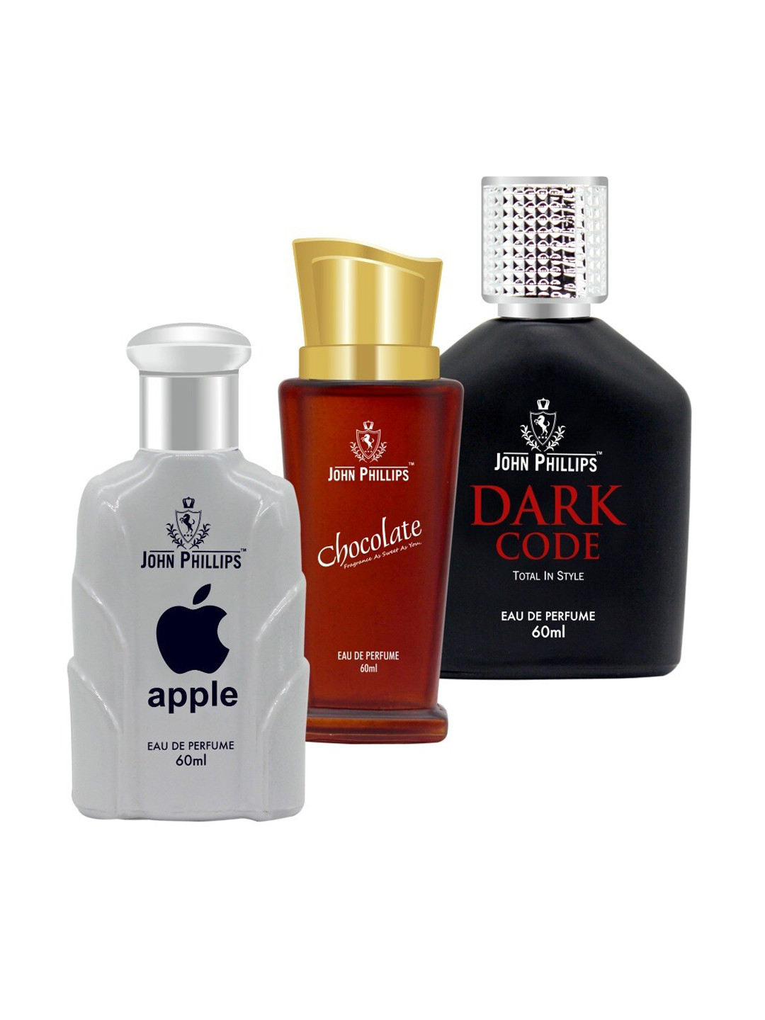 

JOHN PHILLIPS Set of 3 Eau De Parfum 60ml each - Apple + Chocolate + Dark Code, Red