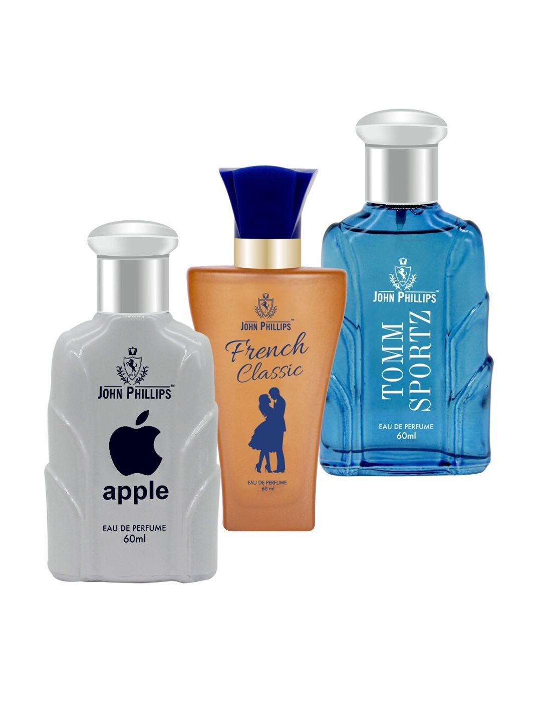

JOHN PHILLIPS Set of 3 Eau De Parfum 60ml each - Apple + French Classic + Tomm Sportz, Peach