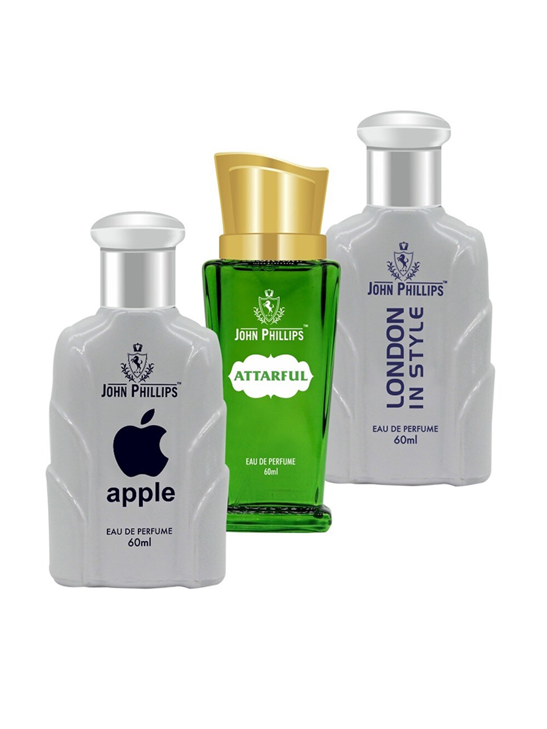 

JOHN PHILLIPS Set of 3 Eau De Parfum 60ml each - Apple + London In Style + Attarful, White