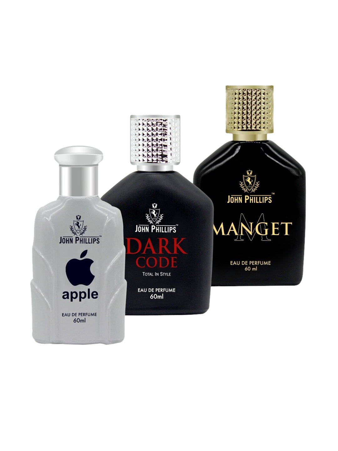 

JOHN PHILLIPS Set of 3 Eau De Parfum 60ml each - Apple + Dark Code + Manget, White