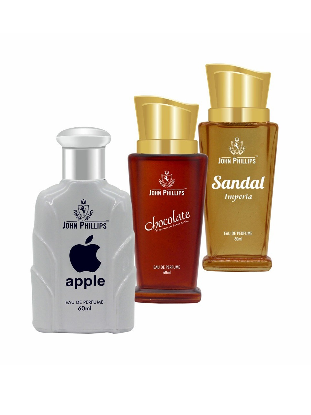 

JOHN PHILLIPS Set of 3 Eau De Parfum 60ml each - Apple + Chocolate + Sandal, White