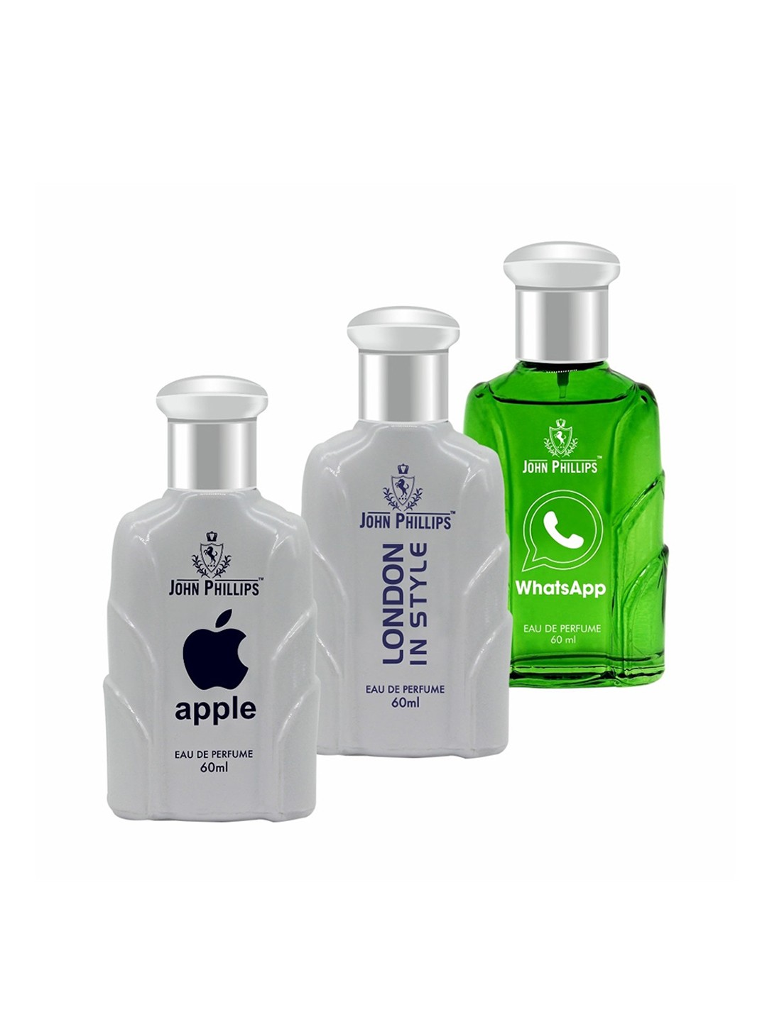 

JOHN PHILLIPS Set of 3 Eau De Parfum 60ml each - Apple + London In Style + WhatsApp, White