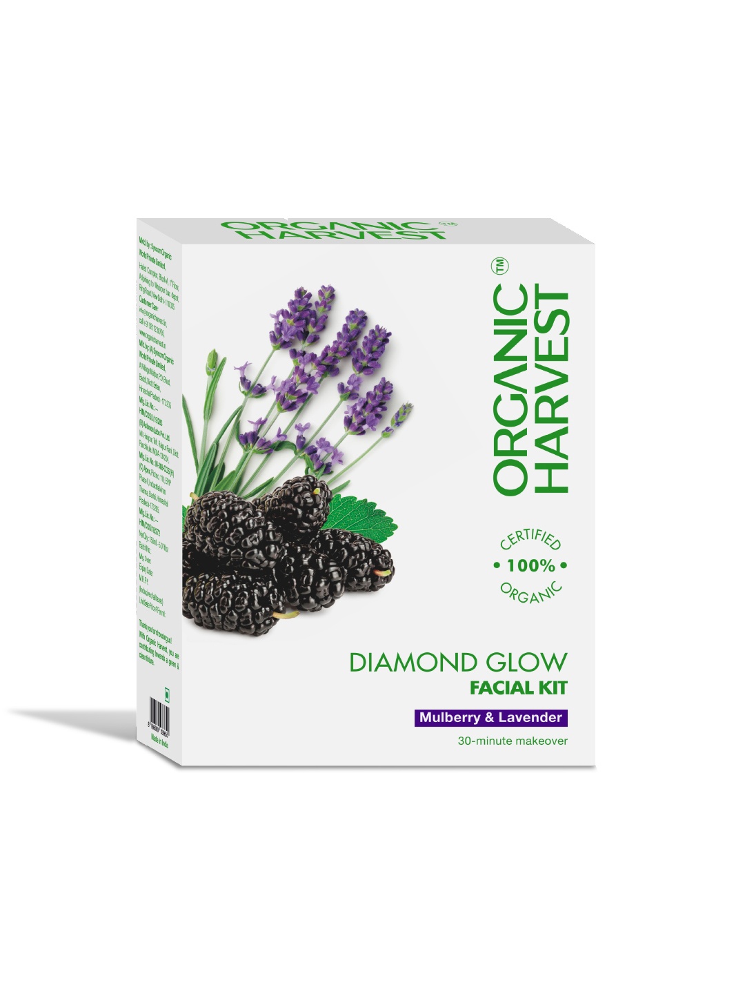 

Organic Harvest Diamond Glow Facial Kit with Mulberry & Lavender Extracts, White