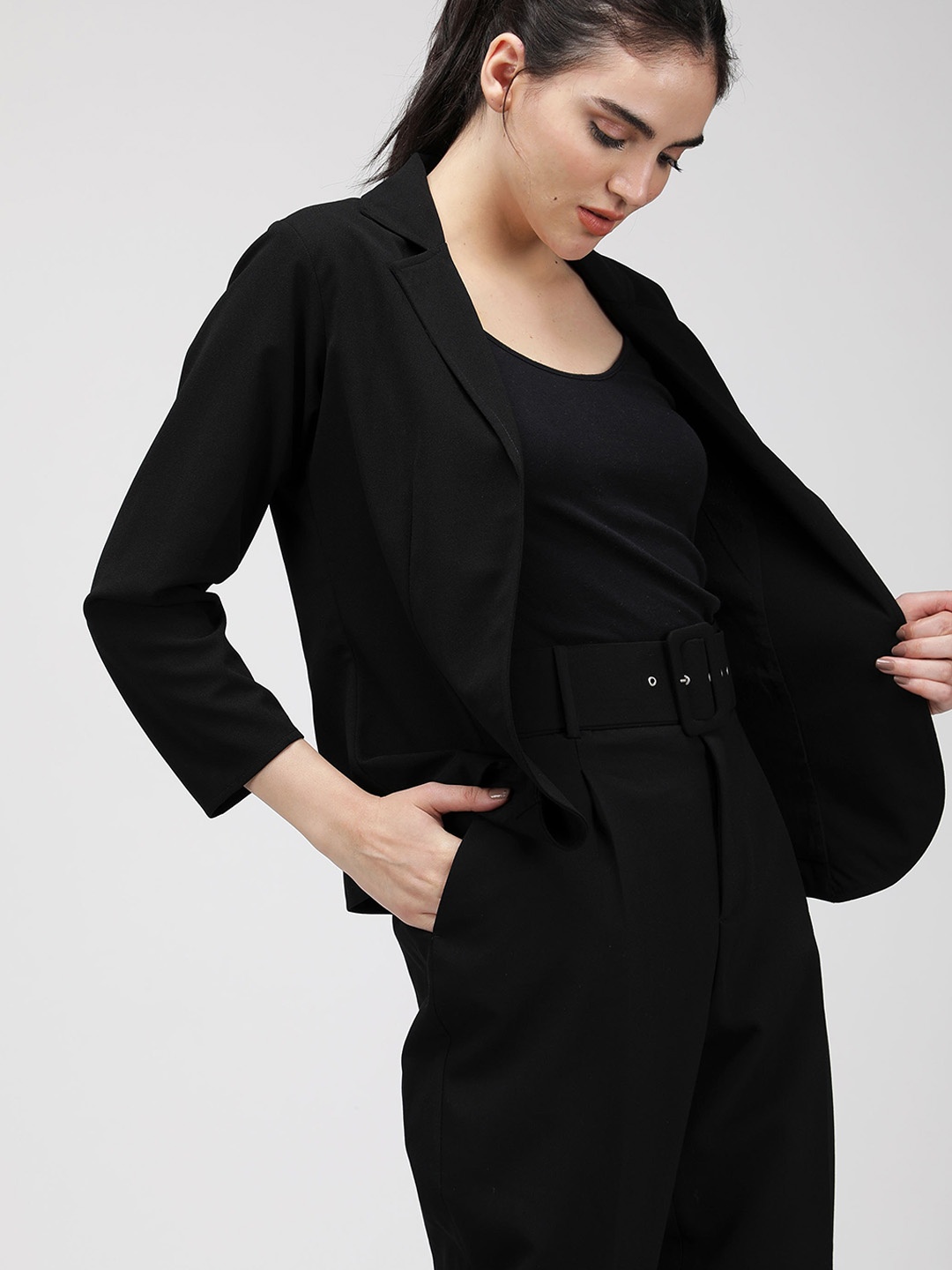 

IDK Lightweight Longline Open Front Jacket, Black