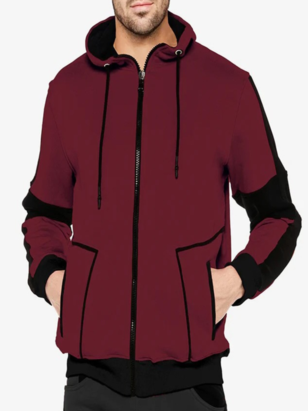 

TRIPR ORIGINALS Hooded Neck Cotton Bomber Jacket, Maroon