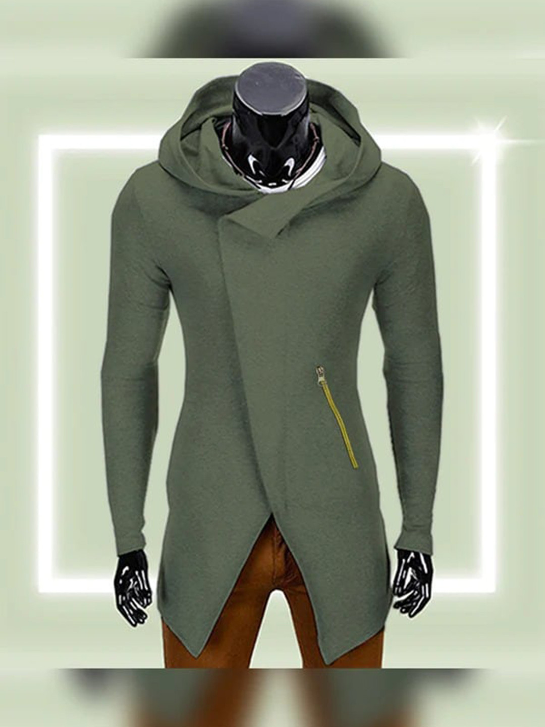 

TRIPR ORIGINALS Men Long Sleeves Hooded Cotton Tailored Jacket, Olive