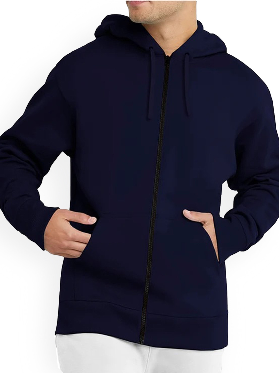 

TRIPR ORIGINALS Hooded Cotton Open Front Jacket, Navy blue